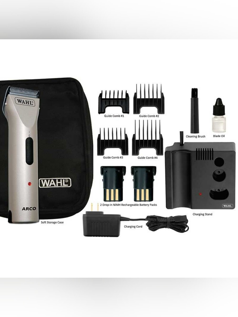 Wahl Arco Cordless Pet Clipper Grooming Kit 5 In 1 Adjustable Blade Like New